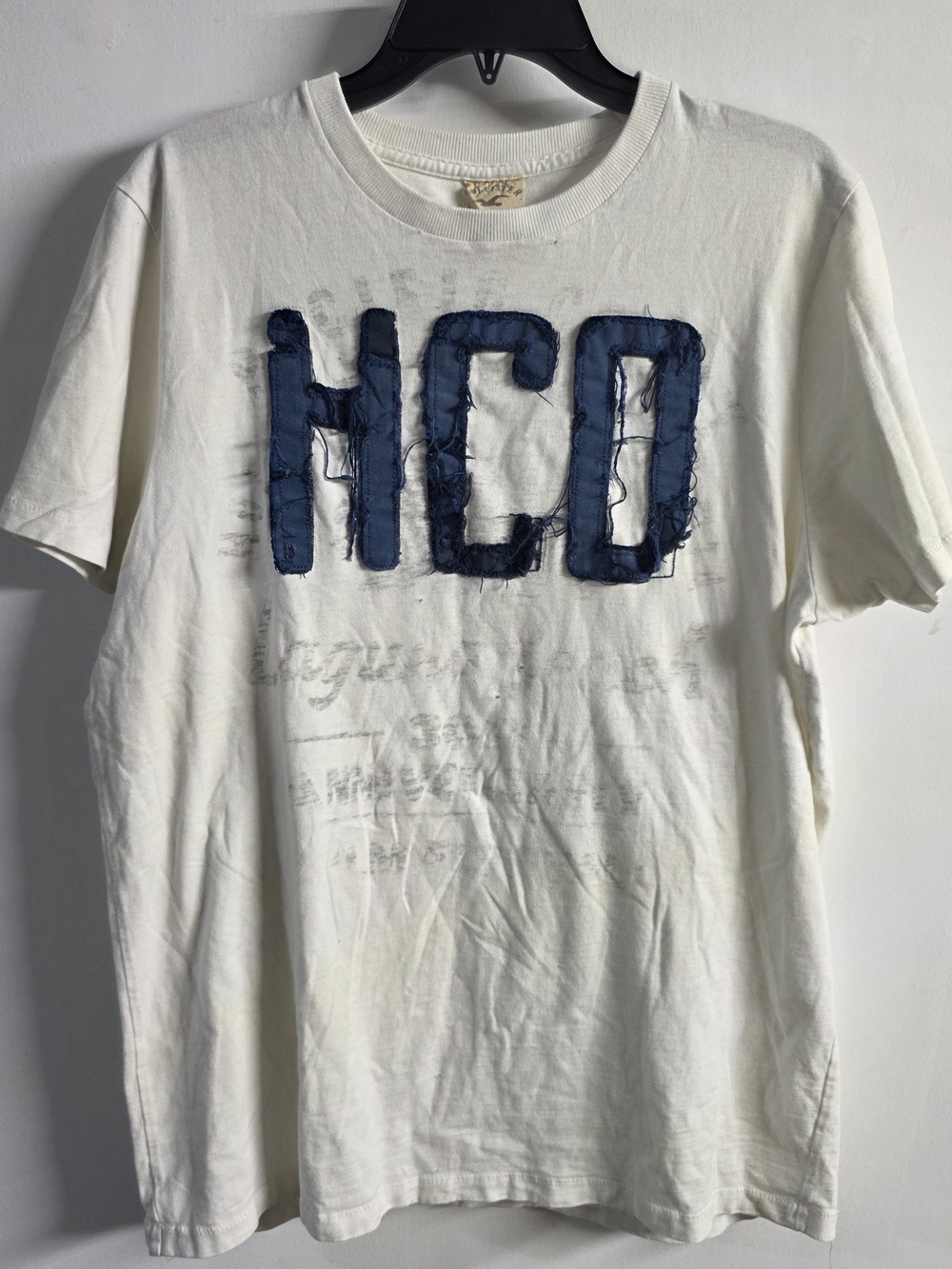 Vtg Hollister White Short Sleeve Tee with Big Navy HCO